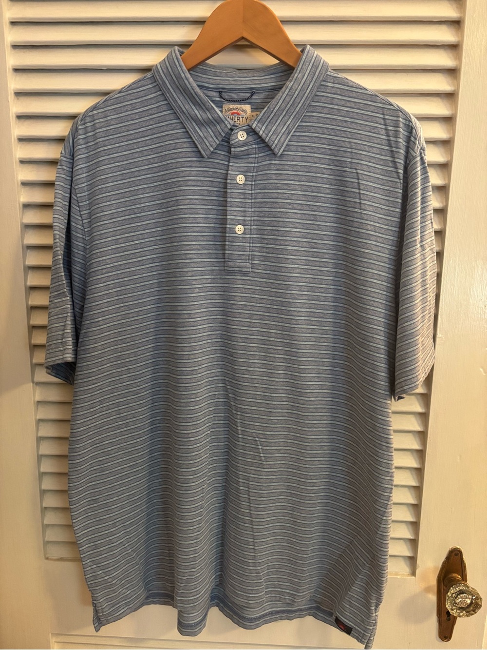 Faherty Heathered Blue Striped Polo